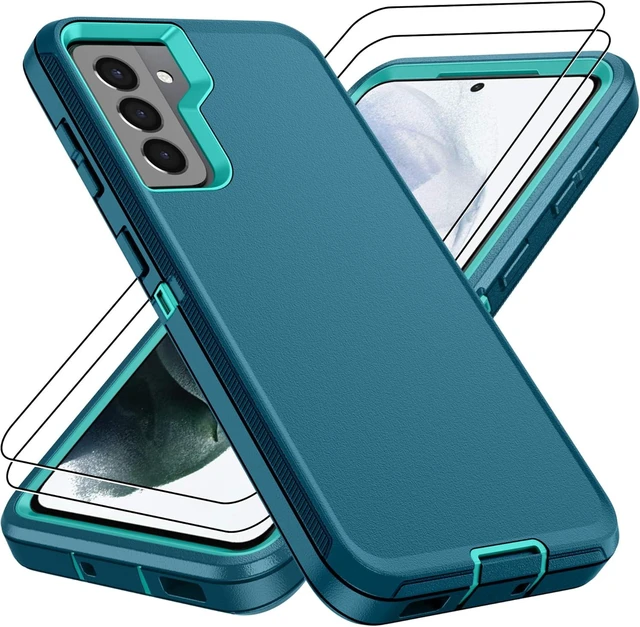 Alt view image 8 of 14 - for Galaxy S21 Case Galaxy S21 Case with 2Pcs HD Screen Protector Military Grade 3 in 1 Shockproof/Dustproof/Drop Proof Military Grade Protective Cover for S21 -Green
