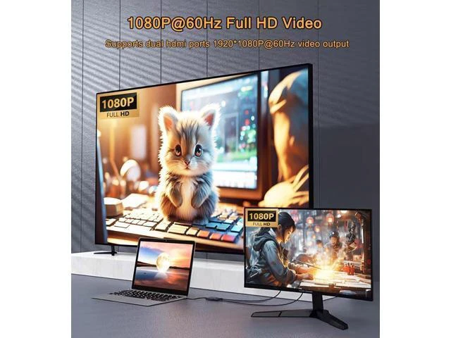 Alt view image 10 of 14 - USB to HDMI Adapter for 2 Monitors USB 3.0 to Dual HDMI Adapter 1920 * 1080P@60HZ Full HD Audio Video Graphics Converter Cable Comaptible with Windows 7/8/8.1/10/11