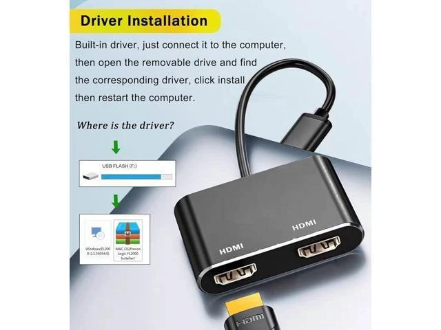 Alt view image 13 of 14 - USB to HDMI Adapter for 2 Monitors USB 3.0 to Dual HDMI Adapter 1920 * 1080P@60HZ Full HD Audio Video Graphics Converter Cable Comaptible with Windows 7/8/8.1/10/11