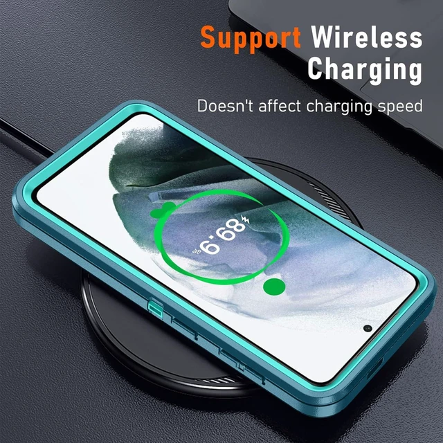 Alt view image 12 of 14 - for Galaxy S21 Case Galaxy S21 Case with 2Pcs HD Screen Protector Military Grade 3 in 1 Shockproof/Dustproof/Drop Proof Military Grade Protective Cover for S21 -Green