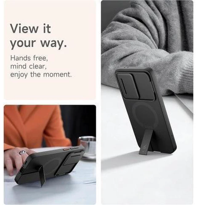 Alt view image 10 of 14 - for Galaxy A37/A36 5G Case Compatible with MagSafe Shockproof Bumper Cover Slim Magnetic Protective Cases with Camera Cover & Adjustable Metal Kickstand for Galaxy A37/A36 5G Black