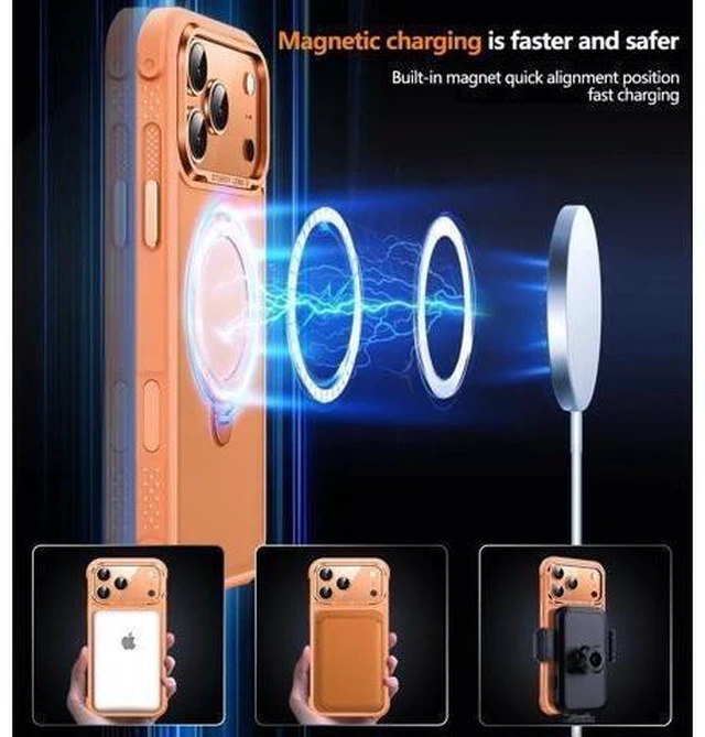 Alt view image 9 of 14 - Magnetic for iPhone 17 Pro Max Case Military Drop Protection Compatible with MagSafe Slim Translucent Matte Shockproof Protective Phone Case with 360°Spin Stand 6.9 Cosmic Orange