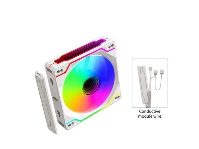 Alt view image 2 of 2 - Computer Gaming Pc Cooler Fan Rgb Lights Daisy-chain 3pack 120mm ARGB LED Fan PWM White-1pack