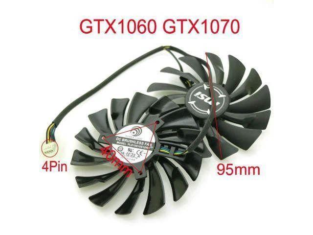 Alt view image 11 of 12 - 2pcs/lot PLD10010S12HH DC12V 0.40A 95mm VGA Fan 4Pin For MSI GTX1060 GTX1070 Graphics Card Fan