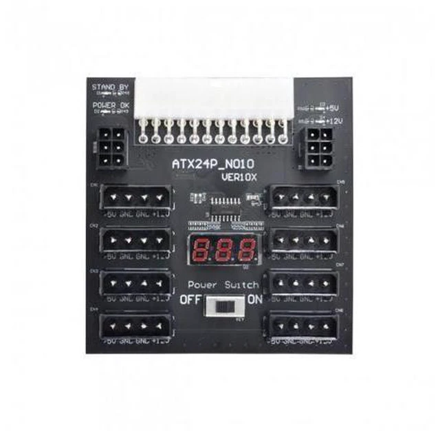 Alt view image 9 of 14 - Shenzhong ATX PSU Server Power Board 24Pin to IDE 8x 4Pin +2x 6Pin Power Supply Board for CHIA ETH BTC Mining Miner