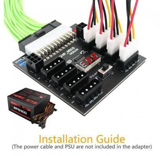 Alt view image 12 of 14 - Shenzhong ATX PSU Server Power Board 24Pin to IDE 8x 4Pin +2x 6Pin Power Supply Board for CHIA ETH BTC Mining Miner