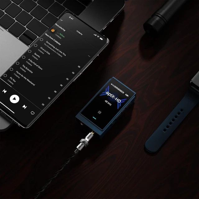 Alt view image 10 of 12 - UP6 Portable Headphone Amp, Bluetooth5.2 DAC, LDAC/APTX/NFC/CVC8.0 HD Microphone, 1.54inch LCD Screen Music Mode/Game Mode/Car Mode, 4+Hours Playtime (Blue)