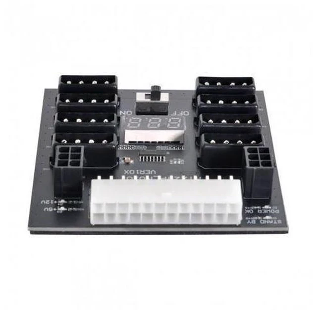 Alt view image 14 of 14 - Shenzhong ATX PSU Server Power Board 24Pin to IDE 8x 4Pin +2x 6Pin Power Supply Board for CHIA ETH BTC Mining Miner