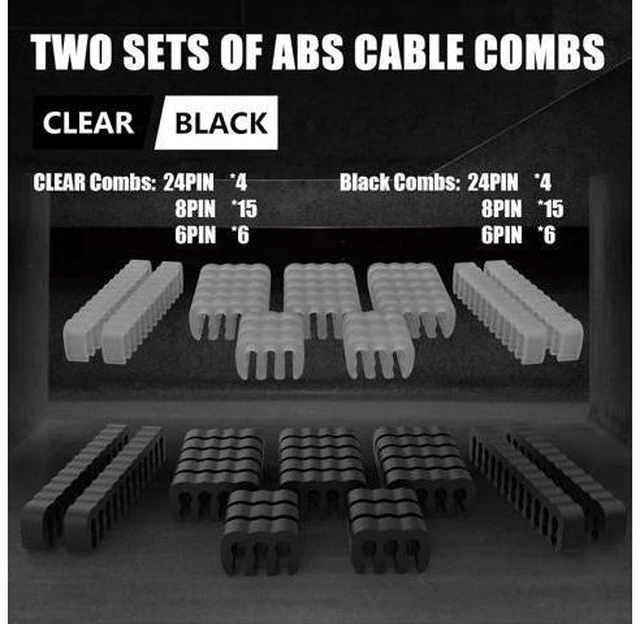 Alt view image 8 of 12 - PSU Cable Extension Kit 30CM Length with Two Sets of Cable Combs,1x24Pin/2x8Pin(4+4)/3x8Pin(6P+2P) PC Sleeved Cable for ATX Power Supply (Black/Gray), A-11