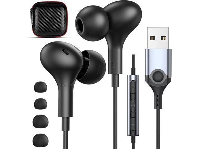Alt view image 8 of 14 - USB Headphones with Microphone for Laptop 7.5ft Magnetic Wired Earbuds Noise Isolation in-Ear Earphones with Mute Volume Control Stereo Bass for PC Desktop Dell HP Acer Laptop Meetings/Music School