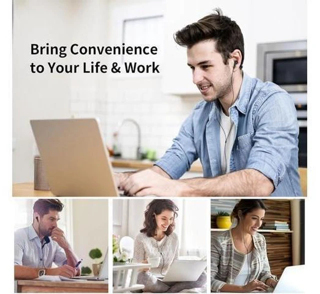 Alt view image 14 of 14 - USB Headphones with Microphone for Laptop 7.5ft Magnetic Wired Earbuds Noise Isolation in-Ear Earphones with Mute Volume Control Stereo Bass for PC Desktop Dell HP Acer Laptop Meetings/Music School