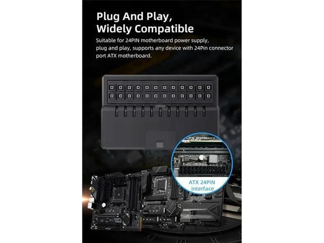 Alt view image 7 of 8 - ATX 24Pin ARGB Adapter 90°Converter 24PIN RGB Power Cord Adapter For 24Pln Motherboard Power Supply