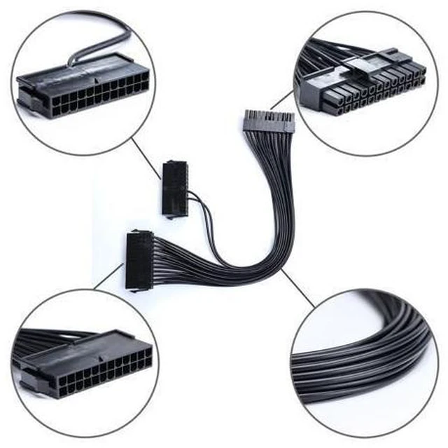 Alt view image 7 of 10 - Wonderful Direct Dual PSU Cable,Dual Power Supply 24Pin ATX Motherboard Mainboard Adapter 24PIN Connector Cable Mining Extension Cable (1Pack Dual PSU Cable)