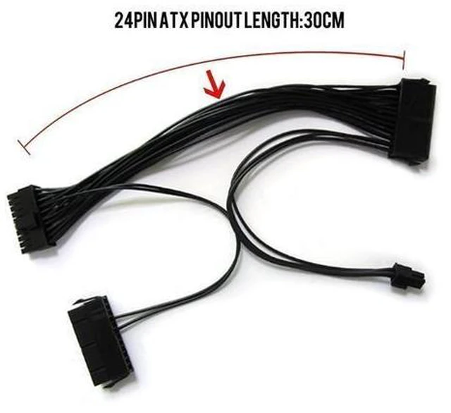 Alt view image 9 of 10 - Wonderful Direct Dual PSU Cable,Dual Power Supply 24Pin ATX Motherboard Mainboard Adapter 24PIN Connector Cable Mining Extension Cable (1Pack Dual PSU Cable)