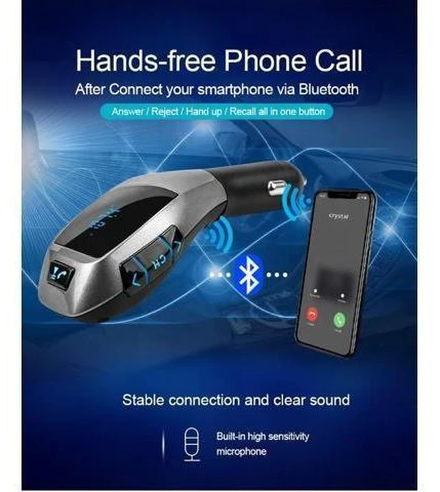 Alt view image 8 of 10 - X5 Original Design in Car FM Transmitter Bluetooth Car Adapter Charger Driver Multi-function Mp3 Audio Player