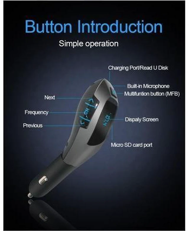 Alt view image 9 of 10 - X5 Original Design in Car FM Transmitter Bluetooth Car Adapter Charger Driver Multi-function Mp3 Audio Player