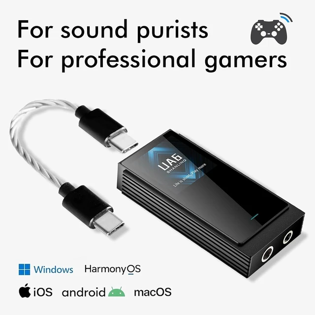 Alt view image 9 of 14 - UA6 Headphone Amplifier, Portable USB DAC Amp for Android/iOS/Mac/Windows, 3.5/4.4mm/SPDIF Output, CS43131x4 DAC, 768kHz/32bit DSD512, 1.3IN Display, Up to 361mW@32 Output (Black)