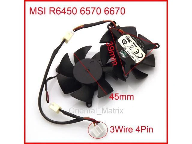 Alt view image 4 of 6 - FY04510H12SAA 12V 0.2A 4Pin 3Wire 45mm 39*39*39mm For MSI R6450 6570 6670 Graphics / Video Card Cooler Cooling Fan