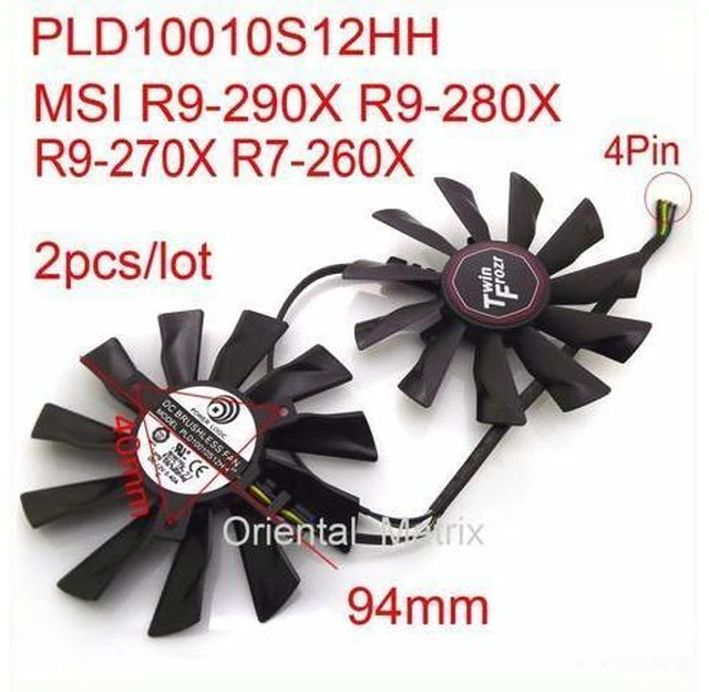 Alt view image 12 of 12 - 2pcs/lot PLD10010S12HH 12V 0.40A For MSI R7-260X R9-290X R9-280X R9-270X Twin Frozr Graphics Card Fan