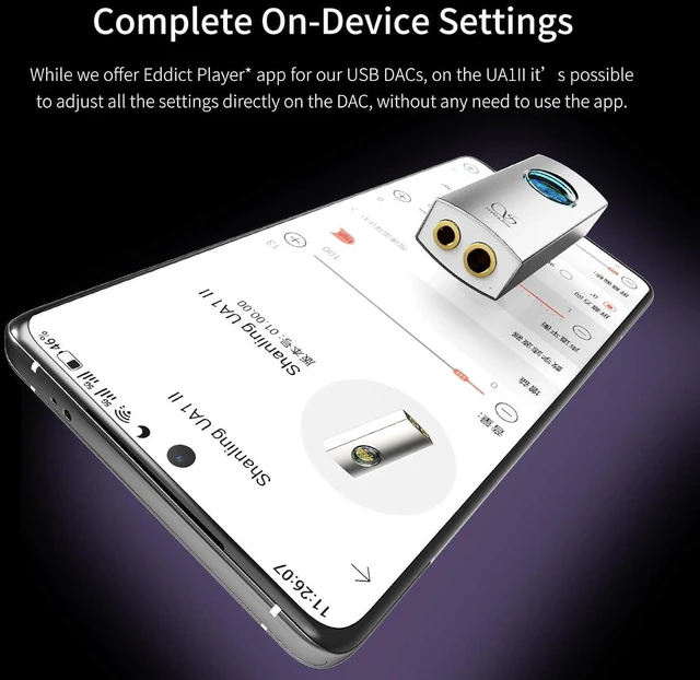 Alt view image 11 of 14 - UA1 II Portable USB-C DAC & Headphone Amplifier Dual CS43131 Chips, 4.4mm Balanced Output, DSD512, 0.96" LCD Display, Hi-Res Audio for Smartphones, PC (Silver)