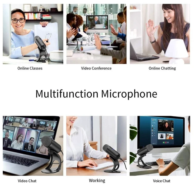 Alt view image 9 of 14 - USB Computer Microphone, Podcast Mic Desktop with Mute Button for Recording Streaming, Omnidirectional Condenser, Plug&Play Stand with Volume Control for PC, Laptop, Mac, YouTube