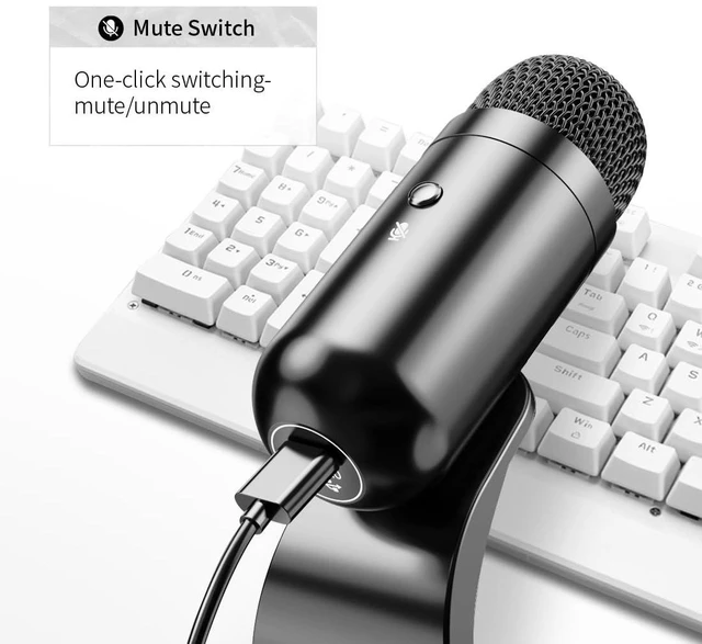 Alt view image 11 of 14 - USB Computer Microphone, Podcast Mic Desktop with Mute Button for Recording Streaming, Omnidirectional Condenser, Plug&Play Stand with Volume Control for PC, Laptop, Mac, YouTube