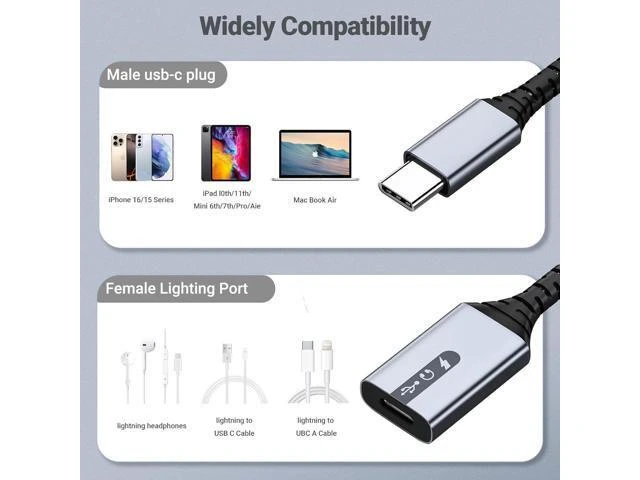 Alt view image 14 of 14 - USB C to Lightning Adapter 3-in-1 Type C to Female Lightning Converter OTG Cable for iPhone 15/14/13 iPad Pro/Air/Mini MacBook for Charging Data Transfer Music Audio with EarPods