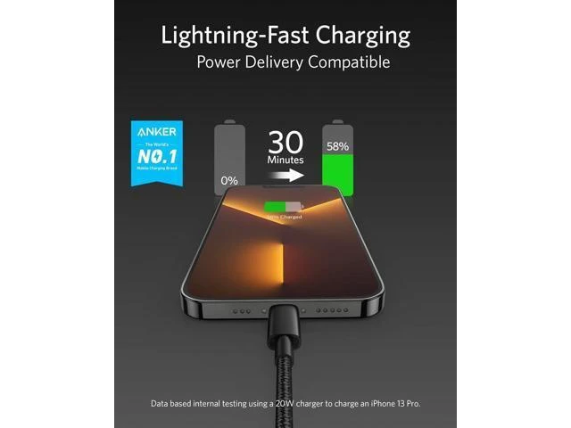 Alt view image 9 of 14 - New Nylon USB C to Lightning Cable MFi Certified for iPhone 14 Series and More (10FT Black)
