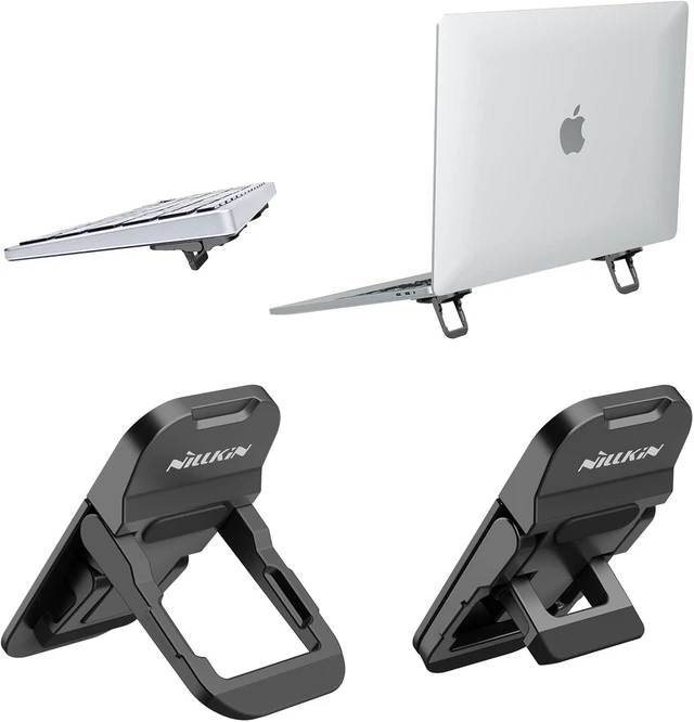 Alt view image 8 of 14 - Portable Laptop Stand with 3 Adjustable Angles Flip Keyboard Riser Feet for Most Keyboards Computer Keyboard Stand for Desktop MacBook HP and Other 10-17 Inches Laptop Feet Riser Black