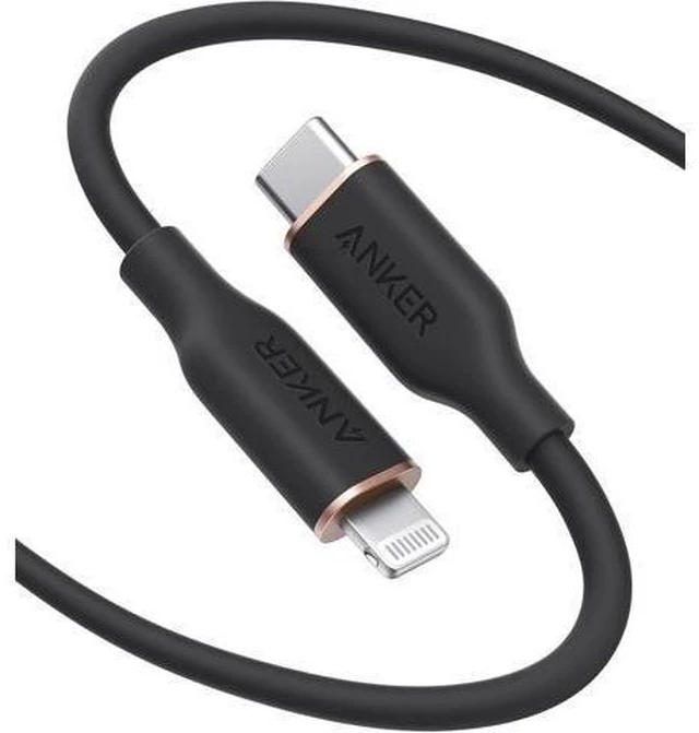 Alt view image 7 of 12 - USB C to Lightning Cable MFi Certified Powerline III Flow Silicone Charging Cable for iPhone 13 13 Pro (Midnight Black 6ft)