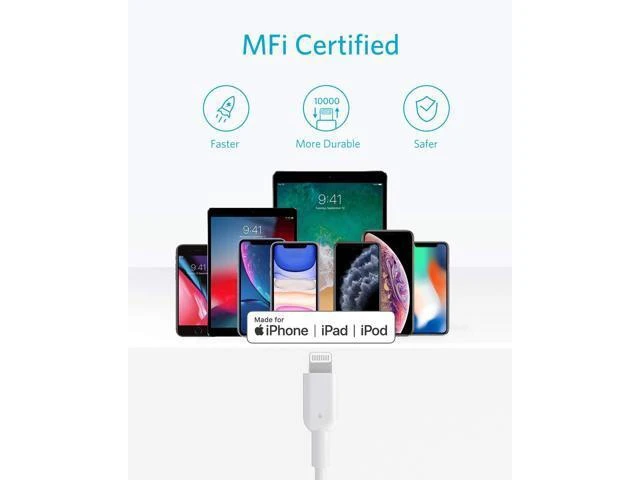 Alt view image 11 of 14 - USB C to Lightning Cable MFi Certified Cable for iPhone 13 Pro 12 Pro Max 12 11 X XS Supports Power Delivery (6FT 2-Pack White)