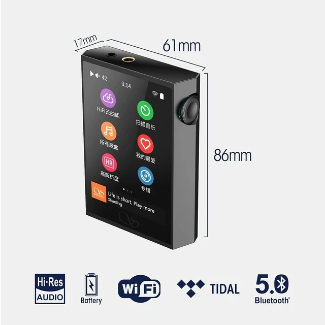Alt view image 9 of 14 - M1 Plus Music Player Included Leather Case, Portable 3.2inch Mini DAP with Bluetooth 5.2 LDAC/WiFi/DLNA/Airplay/Tidal Streaming, Lossless DSD Hi-Res Compatible with 2TB Micro SD (Black)