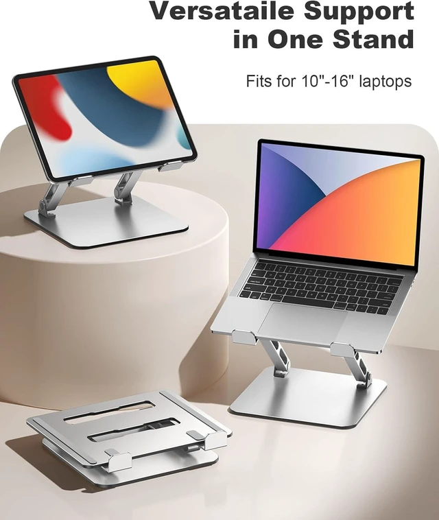 Alt view image 13 of 14 - Ergonomic Laptop Stand Dual-Bar Support & Height Adjustable Laptop Riser Holder for Desk Ventilated & Portable Computer Notebook Stand Mount Compatible with MacBook Air Pro//HP (10-16)