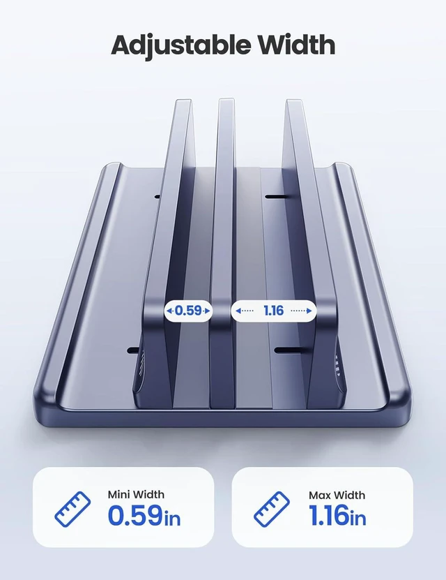 Alt view image 13 of 14 - 4 in 1 Vertical Laptop Stand Holder Adjustable ABS Plastic Desktop Management Notebook Dock Vertical Laptop Stand Space-Saving for All MacBook/Surface//HP//Chrome Book(Drak Blue)