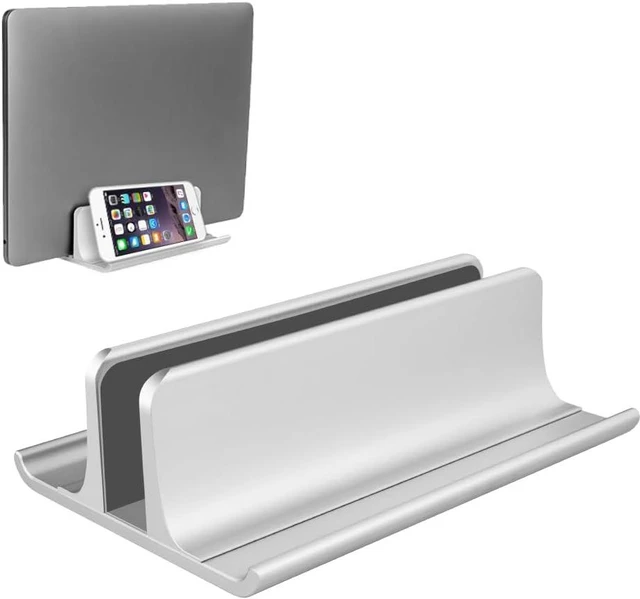 Alt view image 8 of 14 - 3-in-1 Aluminum Laptop Stand Vertical Laptop Stand Holder for Desk with Adjustable Dock Space-Saving Organizer for All MacBook Surface HP up to 17.3 inch