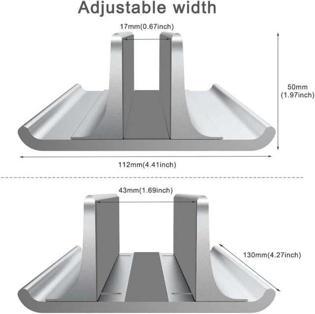 Alt view image 10 of 14 - 3-in-1 Aluminum Laptop Stand Vertical Laptop Stand Holder for Desk with Adjustable Dock Space-Saving Organizer for All MacBook Surface HP up to 17.3 inch