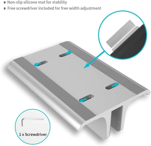 Alt view image 13 of 14 - 3-in-1 Aluminum Laptop Stand Vertical Laptop Stand Holder for Desk with Adjustable Dock Space-Saving Organizer for All MacBook Surface HP up to 17.3 inch