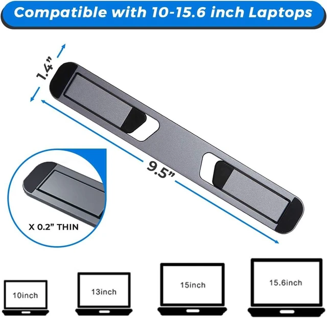 Alt view image 9 of 14 - Laptop Riser for Desk Aluminum Foldable Laptop Stand for 10-16 Models Including MacBook MacBook Air iPad HP and More Self-Adhesive Portable Laptop Stand with Non-Skid Feet