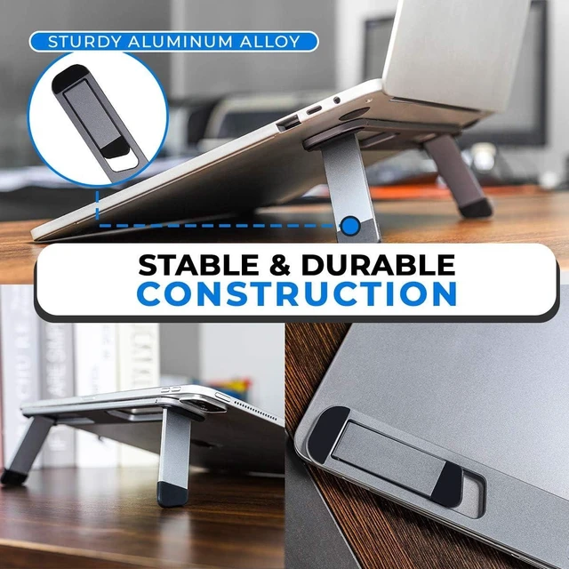 Alt view image 11 of 14 - Laptop Riser for Desk Aluminum Foldable Laptop Stand for 10-16 Models Including MacBook MacBook Air iPad HP and More Self-Adhesive Portable Laptop Stand with Non-Skid Feet