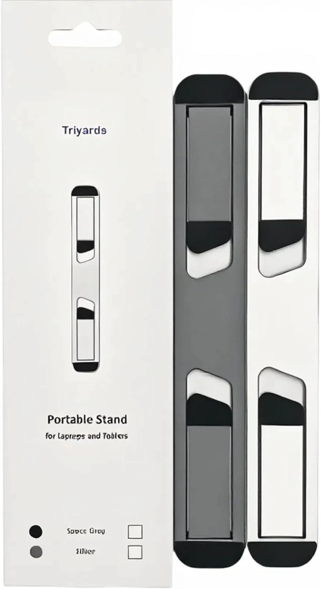 Alt view image 14 of 14 - Laptop Riser for Desk Aluminum Foldable Laptop Stand for 10-16 Models Including MacBook MacBook Air iPad HP and More Self-Adhesive Portable Laptop Stand with Non-Skid Feet