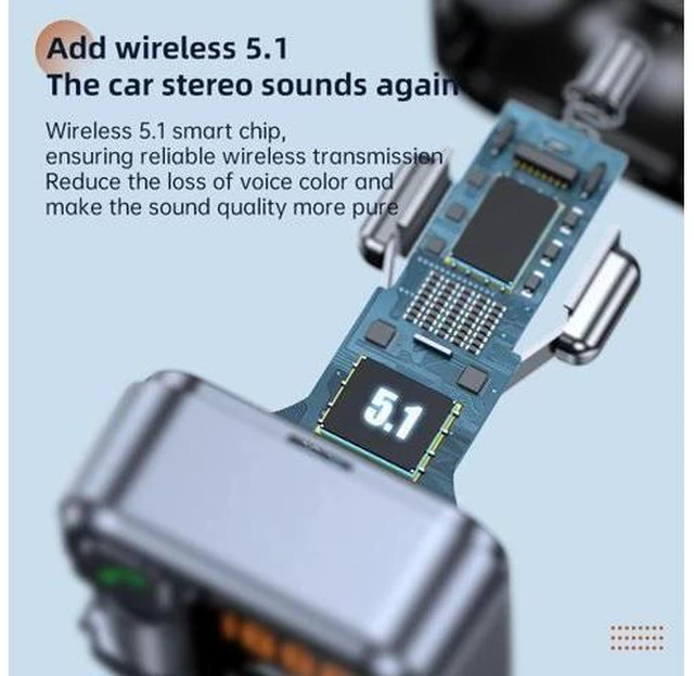 Alt view image 12 of 12 - Car Charger MP3 Player with FM Transmitter PD30W Fast Charging + 2.4A Car Charger Bluetooth Hands-Free AUX Playback