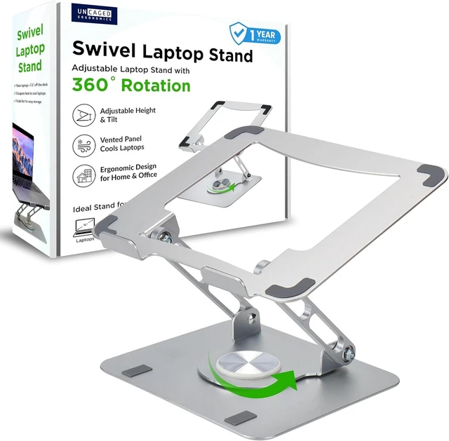 Alt view image 8 of 14 - Swivel Laptop Stand for Desk Adjustable Computer iPad Stand for Desk w/ 360 Rotation Portable Laptop Holder for Home Office Ergonomic Supplies