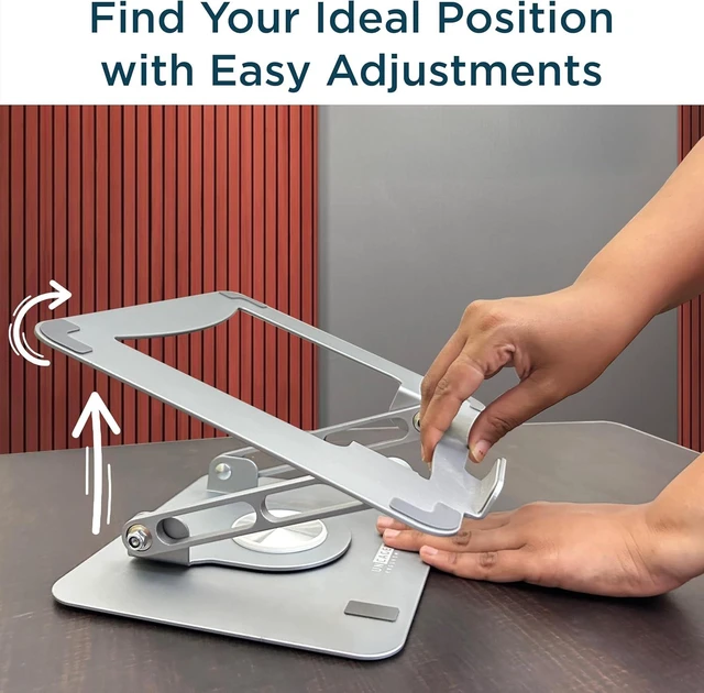 Alt view image 12 of 14 - Swivel Laptop Stand for Desk Adjustable Computer iPad Stand for Desk w/ 360 Rotation Portable Laptop Holder for Home Office Ergonomic Supplies