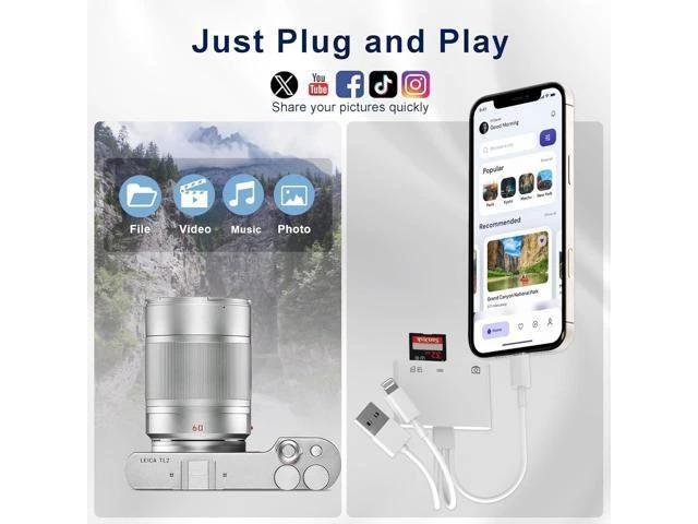 Alt view image 11 of 14 - 4-in-1 SD Card Reader for iPhone iPad Mac USB-C+Lightning+USB 3.0 OTG Adapter Fast Transfer from Camera SD/TF Card to Phone Compatible with Flash Drive