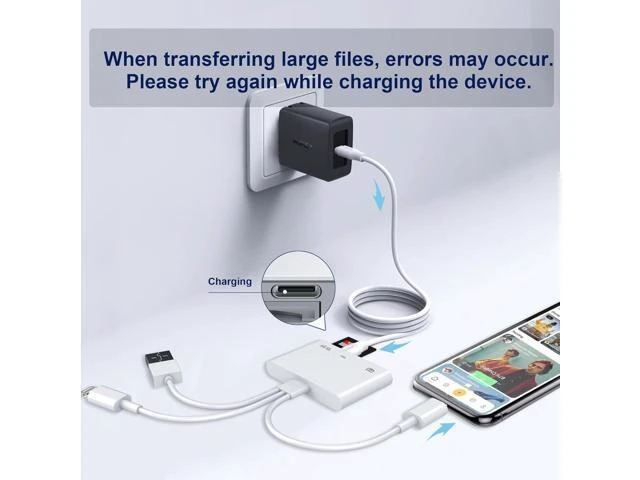 Alt view image 12 of 14 - 4-in-1 SD Card Reader for iPhone iPad Mac USB-C+Lightning+USB 3.0 OTG Adapter Fast Transfer from Camera SD/TF Card to Phone Compatible with Flash Drive