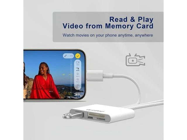Alt view image 14 of 14 - 4-in-1 SD Card Reader for iPhone iPad Mac USB-C+Lightning+USB 3.0 OTG Adapter Fast Transfer from Camera SD/TF Card to Phone Compatible with Flash Drive