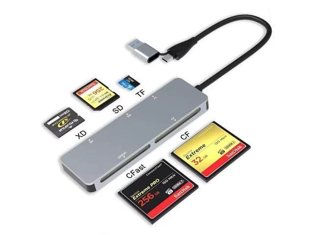 Alt view image 6 of 10 - Dual Interface 5 in 1 Type C USB 3.0 Card Reader Fast Multi CF+XD+SD+TF+CFast Memory Readers for SanDisk External Installation