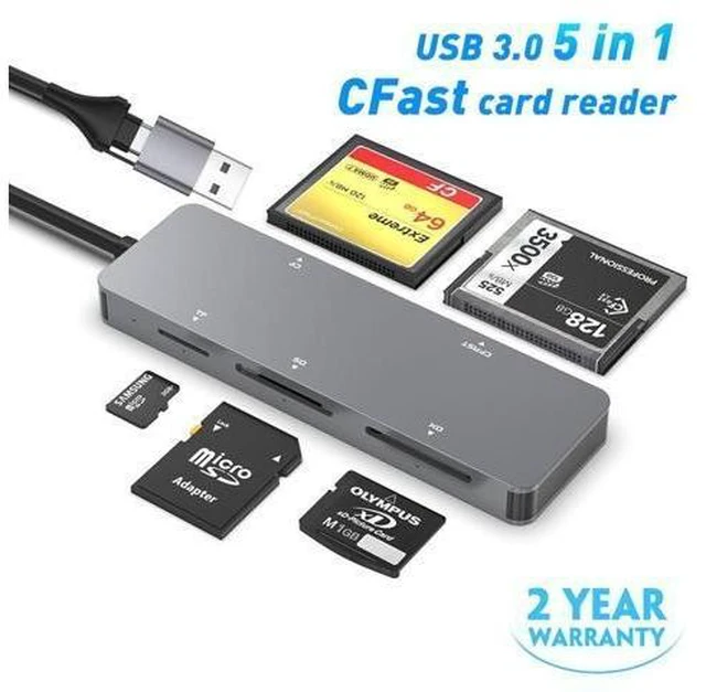 Alt view image 9 of 10 - Dual Interface 5 in 1 Type C USB 3.0 Card Reader Fast Multi CF+XD+SD+TF+CFast Memory Readers for SanDisk External Installation