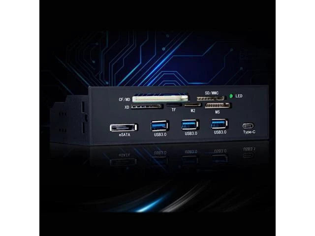 Alt view image 10 of 10 - PC Front Panel Internal USB3.0 eSATA Type-C TF S D Card Reader Hub