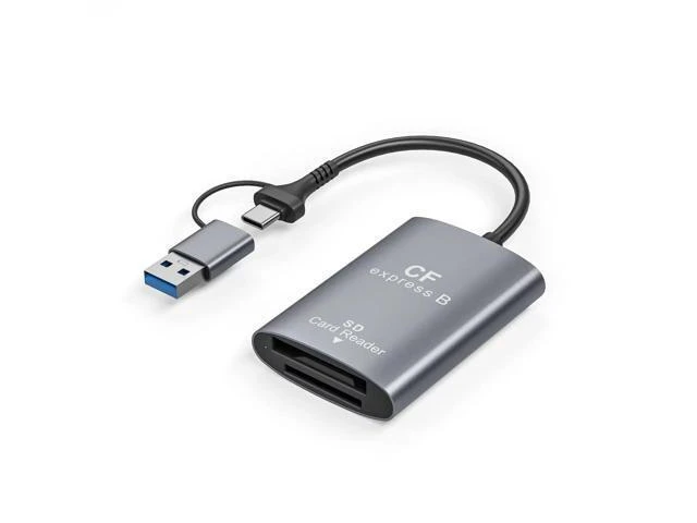 Alt view image 5 of 8 - 2 in 1 USB 3.0 Type C 10Gbps Card Reader with Cable Compatible with CFexpress Type A/ CFexpress Type B & SD Memory Cards Gray CFe-B+SD C